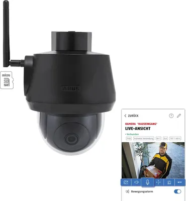 Produktbild von ABUS PPIC52520B, IP-Sicherheitskamera, Draußen, Verkabelt & Kabellos, Wand, Schwarz, Dome