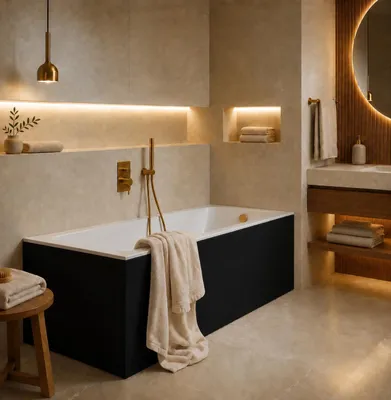 Obrázek produktu pro Vana AQUA for you KRONOS Slim 150×75 bílá, s černým pouzdrem, sifonem a nožičkami sada 4 v 1, Koupelnové vany, vybavení koupelny, designová vana