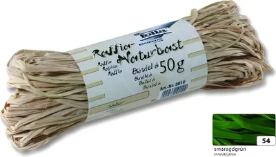 Produktbild von Naturbast Raffia 50g Smaragdgrün