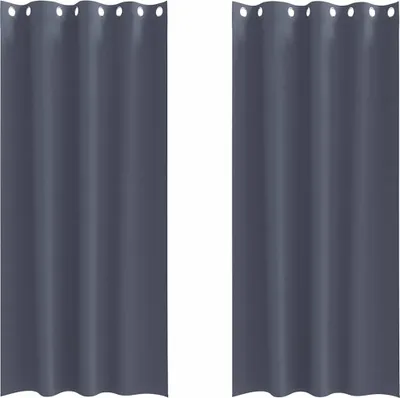 Produktbild von vidaXL Verdunkelungs-Vorhänge mit Ringen 2 Stk. Anthrazit 225 x 140 cm