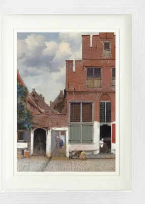 Obrázek produktu pro Johannes Vermeer Zarámovaný obraz s paspartou | Wall Art | V rámu - Ulice v Delftu, 1657-1658 (40 x 30 cm)