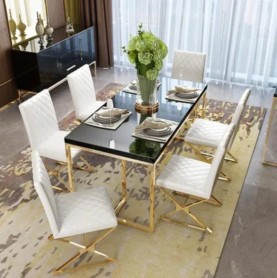 Produktbild von Luxus Esstisch Esszimmer Möbel Einrichtung Tisch Metall Gold Tische Esstische