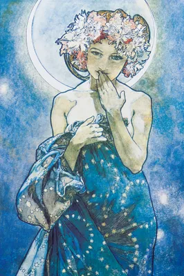 Produktbild von Alphonse Mucha Kunstdruck Bild - Der Mond, 1902 (180 x 120 cm)