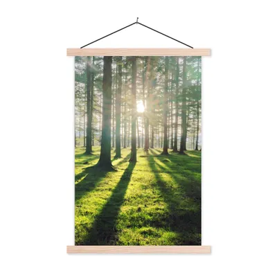 Produktbild von MuchoWow® Textilposter Bäume - Natur - Wald 40x60 cm mit holzfarbenen Rahmen - Poster