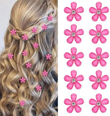 Immagine prodotto di Quindici mini fermagli per capelli a forma di fiore rosa con strass, fermagli eleganti, fermagli a forma di fiore, fermagli decorativi, fermagli da sposa e accessori per capelli