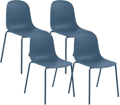 Produktbild von CLP 4er Set Stapelstühle Hardin mit Kunststoffsitzen und Metallgestellen blau, KI-generiertes Bild