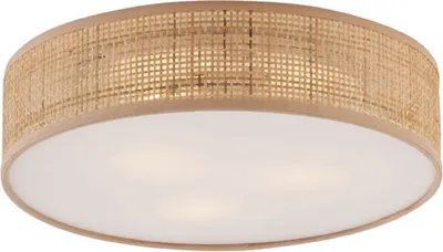 Produktbild von QAZQA - Orientalisch Orientalische Rattan Deckenleuchte I Deckenlampe I Lampe I Leuchte 3-flammig8cm - Trammy I Wohnzimmer I Schlafzimmer - Rund - LED geeignet E27