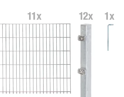 Produktbild von Alberts Doppelstabmatten Zaun, Höhe 120 cm, Länge 22 m, Zaun-Komplettset zum Einbetonieren, feuerverzinkt, Pfosten 60x40 mm