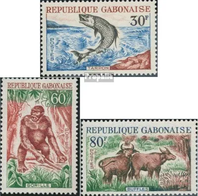 Produktbild von Briefmarken Gabun 1964 Mi 199-201 (kompl.Ausg.) postfrisch Tiere