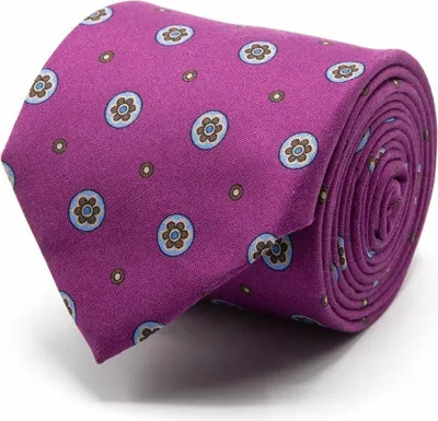 Produktbild von Herren Krawatte aus Shantung-Seide, Rosa, mit floralem Blütenmuster