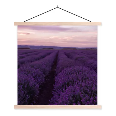 Produktbild von MuchoWow® Textilposter Lavendel - Lila - Blumen - Natur 120x120 cm mit holzfarbenen Rahmen - Textil-Poster