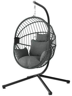 Produktbild von Outsunny Hängesessel Hängeschaukel mit Kissen Hängestuhl mit Klappbarem Sitzkorb