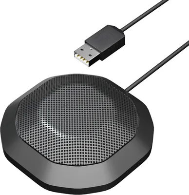 Obrázok produktu pre Prenosný USB konferenčný mikrofón 360° všesmerový kondenzátorový počítačový mikrofón s dotykovým stlmením Plug & Play kompatibilný so systémom Windows MacOS pre PC Laptop Videokonferencie Chatovanie hranie hier Nahrávanie online hodín Skype
