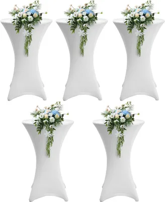 Immagine prodotto di TolleTour 5x copritavolo da bar copritavolo da bar allungato Ø 60 cm copritavolo da bistrot bianco