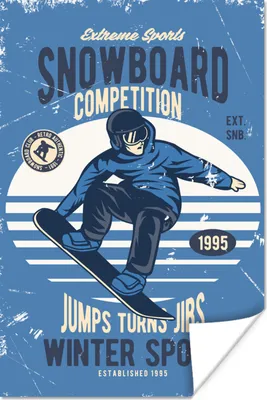 Produktbild von MuchoWow® Poster Snowboard - Mann - Retro - Zitat 60x90 cm - Wanddekoration