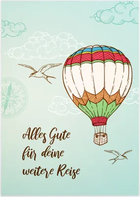 Produktbild von Friendly Fox Abschiedskarte, 1x Karte zum Abschied Kollege Kollegin, DIN A5 Klappkarte mit Umschlag zum Abschluss Jobwechsel Elternzeit, Heißluftballo