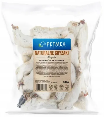 Zdjęcie produktu dla Przysmak dla psa PETMEX Łapki królicze futrem 500g