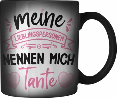 Produktbild von Trendation - Tante Geschenk Farbwechsel Zauber-Tasse Spruch Lustig Geschenkidee für Tante Geburtstag Weihnachten (Schwarz)