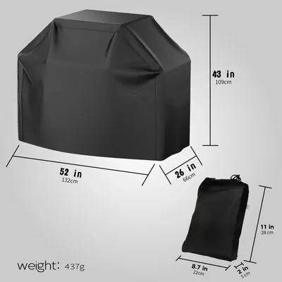 Produktbild von Grillabdeckung - Abdeckung für Gasgrill - 132 cm - Wasserdicht - Staubdicht - Winddicht - Polyester - Schwarz