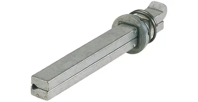 A metal key or pin with a spring and washer.
