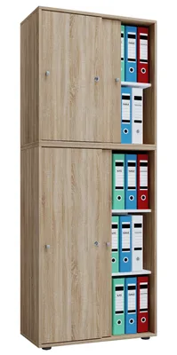 Produktbild von VCM Büroschrank mit 5 Fächern | moderner Aktenschrank mit Schiebetüren und Schloss | Maße ca. B. 70 x H. 184 x T. 37 cm – Lona 5-Fach abschließbar