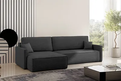 Produktbild von Kaiser Möbel Schlafsofa Carlos, Ecksofa L-Form mit schlaffunktion und bettkasten Stoff Poso Graphit Links