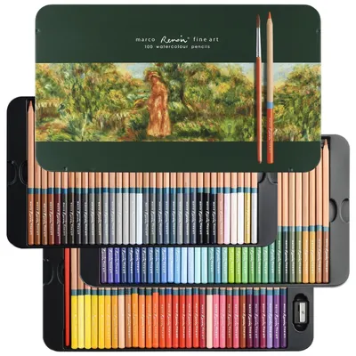 Produktbild von Aquarellfarbstifte 100 wasserlösliche Farben mit Pinsel Eisendose 3120 Serie