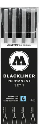 Image de MOLOTOW BLACKLINER SET 1 Set de fineliners noir, 4 pcs.