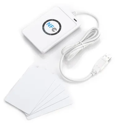 Productafbeelding van NFC Reader - Contactloze lezer - Geschikt voor kantoor en thuis - Wit - Ondersteunt ISO 14443 A en B - Ultralight C en Plus SL1