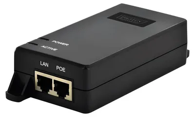 Produktbild von Digitus Gigabit Ethernet PoE+ Injektor, 802.3at, 30 W, Gigabit Ethernet, 10,100,1000 Mbit/s, IEEE 802.3at, Schwarz, 400 m, 48 V