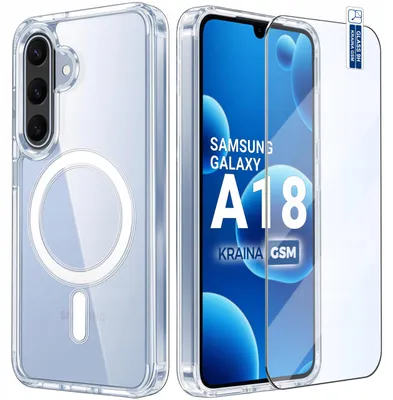 Obrázek produktu pro Průhledné magnetické pouzdro pro Samsung A18 | Kompatibilní s pouzdry MagSafe | + ochranné sklo na displej