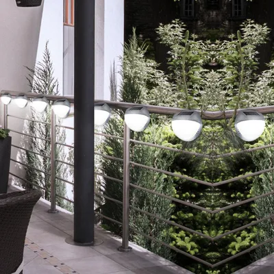 Produktbild von 8er Set LED Zaun Solarleuchten, Durchmesser 11 cm