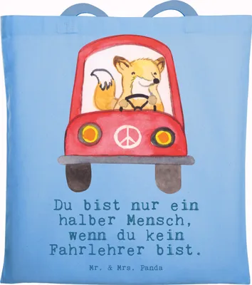 Produktbild von Mr. & Mrs. Panda Tote Bag Fahrlehrer Herz - Sky Blue - Geschenk, Fahrschule, Laptoptasche, totebag, Jutebeutel, Beruf, Fahrschullehrer, Jutetasche, Lustig, Unitasche