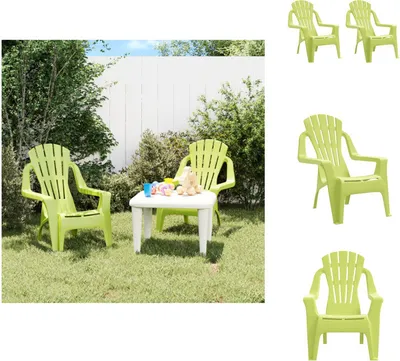 Produktbild von vidaXL Kinder-Gartenstühle 2 Stk. Grün 37x34x44 cm PP Holzoptik -  Gartenstühle
