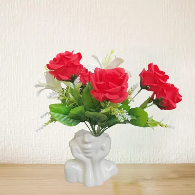 Image de Vase en céramique blanche, 25 cm, idéale pour la décoration intérieure
