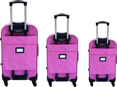 Produktbild von Reisekoffer Stoffkoffer Trolley Set 3 tlg. Rollkoffer Travel Gepäck Hangepäck Pink