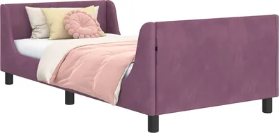 Produktbild von Kinderbettgestell mit Kopfteil Lila 90 x 190 cm Samt