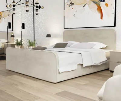 Produktbild von Boxspringbett Schlafzimmerbett MABEL 120x220cm Stoff Opera Velvet Pearl