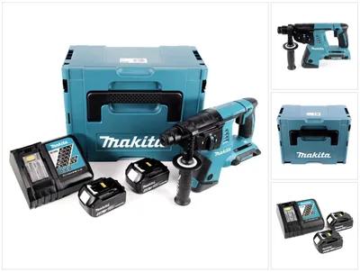 Produktbild von Makita DHR 263 RMJ 2x18V / 36 V SDS-Plus Akku Bohrhammer mit 2 x 4,0 Ah Akku + DC18RC Ladegerät im Makpac 4
