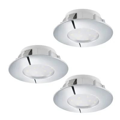 Produktbild von Eglo 95822 Pineda LED Einbauleuchte 3x6W Ø7,8cm Chrom IP44