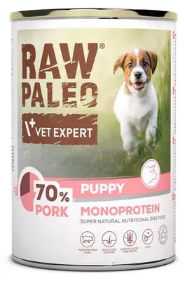 Obrázek produktu pro Raw Paleo Puppy Monoprotein 400g Mokré Krmivo pro Štěňata s Vepřovým