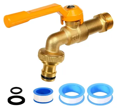 Produktbild von 1/2 Zoll Gartenwasserhahn, Messing Kugelhahn Außen frostbeständig bis -20℃, Auslaufhahn hitzebeständig bis 120℃, Außenwasserhahn mit Schlauchanschlüssen für den Garten
