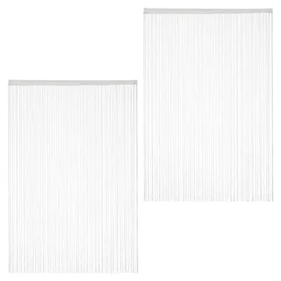 Image de Lot de 2 rideaux à fils Relaxdays, rideaux à fils ajustables avec tunnel pour tringle, 145 x 245 cm, rideaux de porte et séparateurs de pièce, blancs