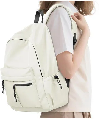 Immagine prodotto di Zaino da scuola leggero e impermeabile, beige, da donna