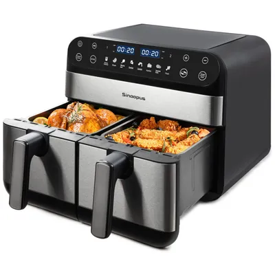 Produktbild von Heißluftfritteuse 10L Dual Zone 2400W 8 Programmen LED Touchscreen Antihaftkorb 360° Heißluftzirkulation 10in1 Funktion Für 4-10 Personen