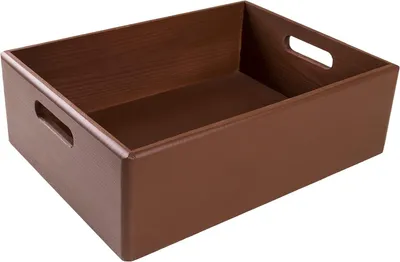 Zdjęcie produktu dla Creative Deco XL Duża Drewniana Skrzynia z uchwytami | 40 x 30 x 13 cm (+/- 1 cm) | Brązowa| Idealna na dokumenty, zabawki i narzędzia