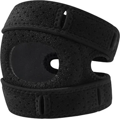 Produktbild von Knieorthese zur Schmerzlinderung, doppelter Patellasehnen-Stützgurt bei Meniskusriss, Arthritis, MCL, ACL, Schlatter, verstellbarer Nylon-Kniegurt für Laufspringer
