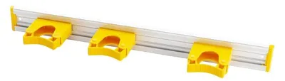 Produktbild von Alu-Geräteleiste,3 Stielhalter Ungen,510X55Mm, Gelb