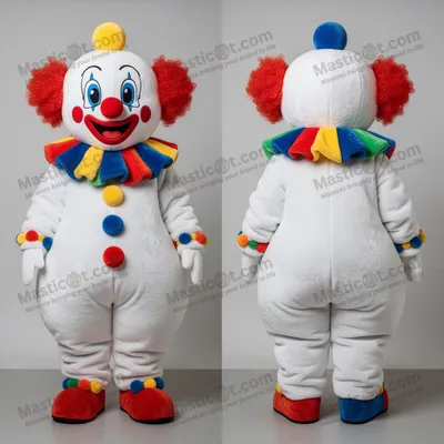 Obrázok produktu pre Klovnská maskot MASTICOT, biela, s úsmevom