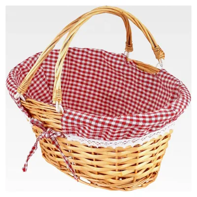 Produktbild von Handgefertigter Weidenkorb mit Henkel, Picknickkorb aus Weide, Geschenkkorb für Picknick und Camping